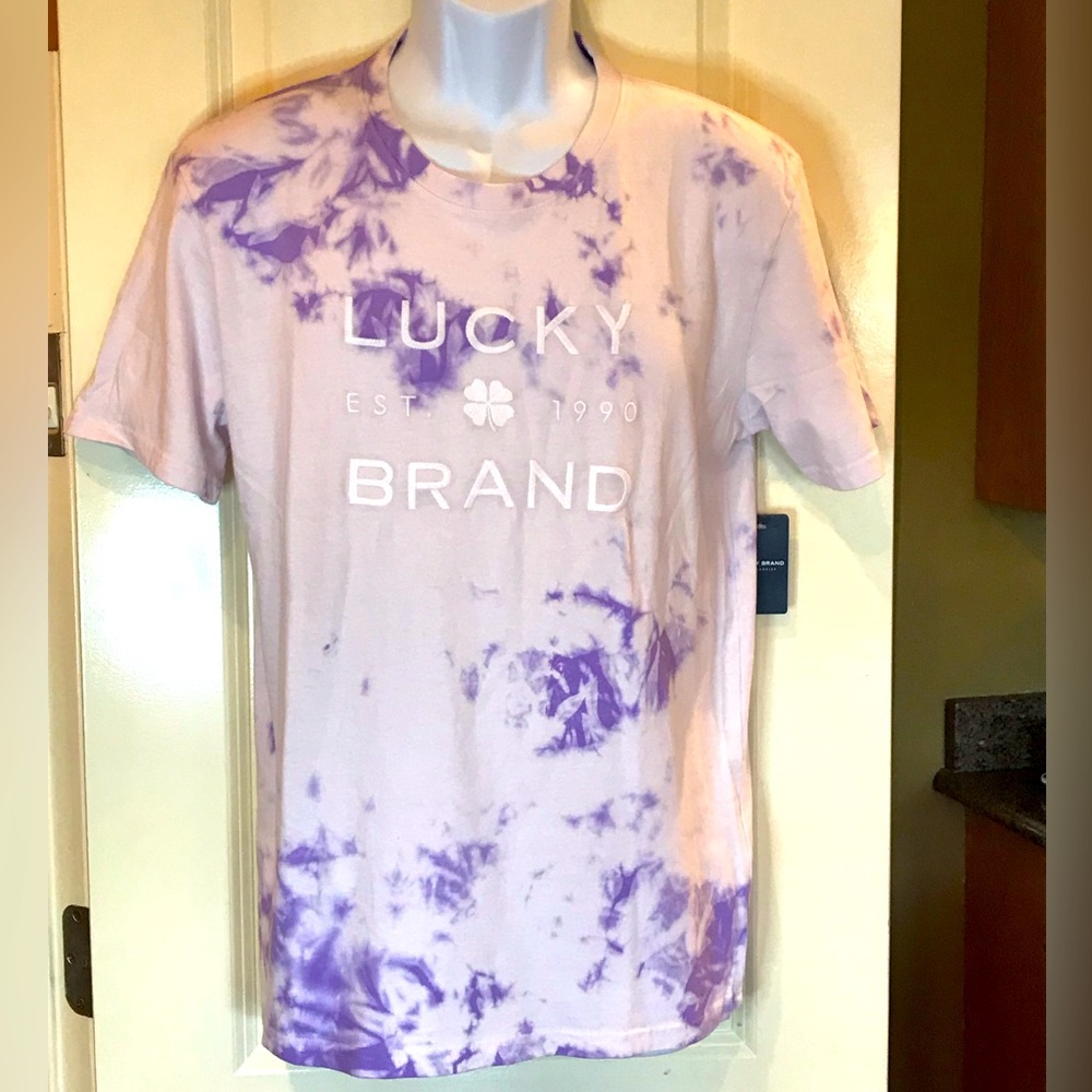 Lucky Brand purple tie dyed short sleeve shirt NWT SIZE M. UNISEX - Picture 1 of 7
